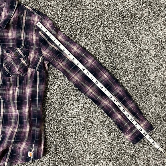 Carhartt Women's purple plaid button down shirt, new with tags - Picture 10 of 12
